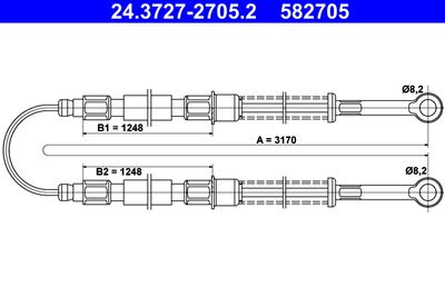 Cable Pull, parking brake ATE 24.3727-2705.2