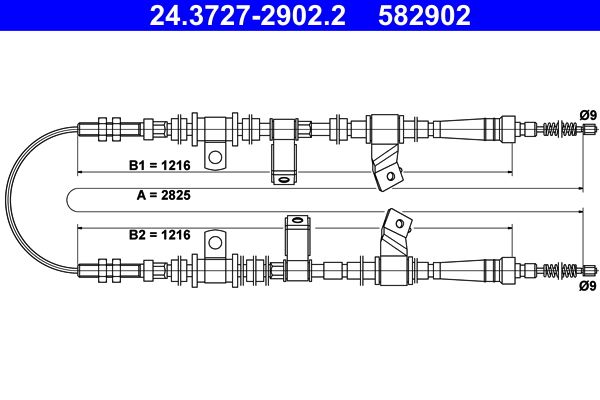 ATE 24.3727-2902.2 Cable Pull, parking brake