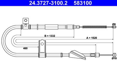 Cable Pull, parking brake ATE 24.3727-3100.2