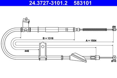 Cable Pull, parking brake ATE 24.3727-3101.2