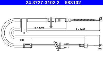 Cable Pull, parking brake ATE 24.3727-3102.2