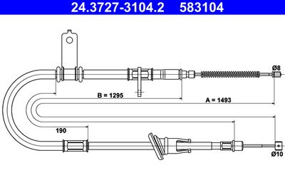 Cable Pull, parking brake ATE 24.3727-3104.2