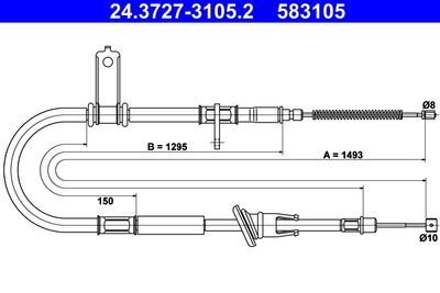 Cable Pull, parking brake ATE 24.3727-3105.2