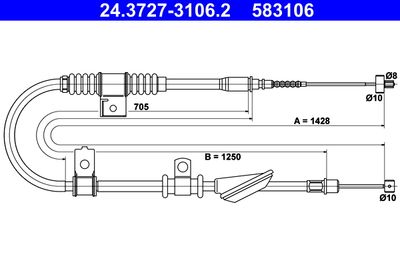Cable Pull, parking brake ATE 24.3727-3106.2