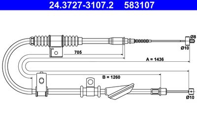 Cable Pull, parking brake ATE 24.3727-3107.2