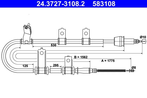 ATE 24.3727-3108.2 Cable Pull, parking brake