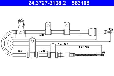 Cable Pull, parking brake ATE 24.3727-3108.2
