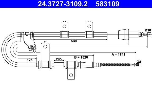 ATE 24.3727-3109.2 Cable Pull, parking brake