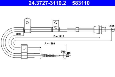 Cable Pull, parking brake ATE 24.3727-3110.2