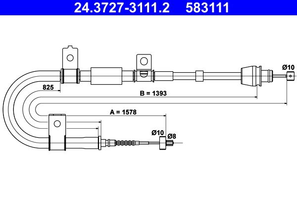 ATE 24.3727-3111.2 Cable Pull, parking brake