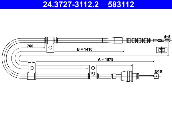 ATE 24.3727-3112.2 Cable Pull, parking brake