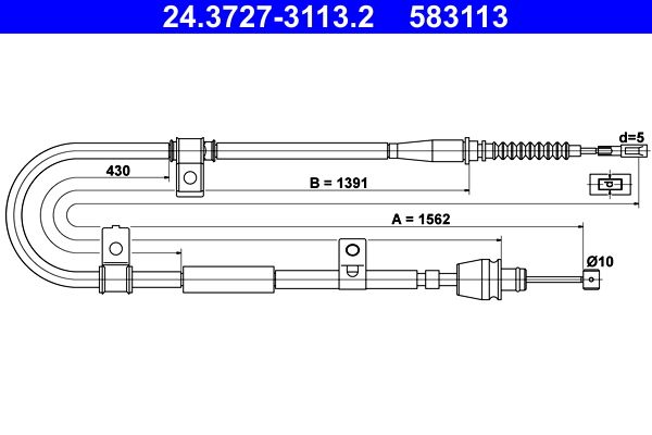 ATE 24.3727-3113.2 Cable Pull, parking brake