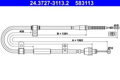 Cable Pull, parking brake ATE 24.3727-3113.2