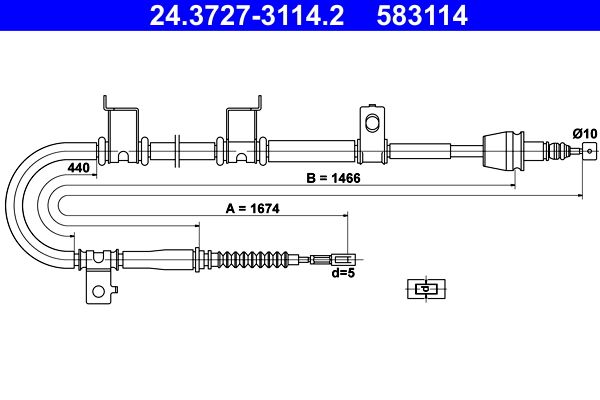 ATE 24.3727-3114.2 Cable Pull, parking brake