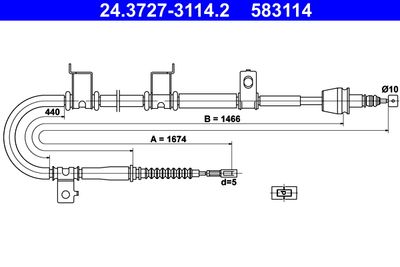 Cable Pull, parking brake ATE 24.3727-3114.2