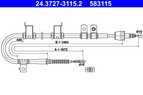 ATE 24.3727-3115.2 Cable Pull, parking brake