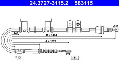 Cable Pull, parking brake ATE 24.3727-3115.2