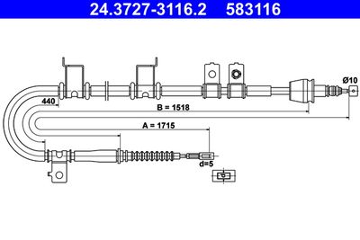 Cable Pull, parking brake ATE 24.3727-3116.2