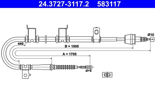 ATE 24.3727-3117.2 Cable Pull, parking brake