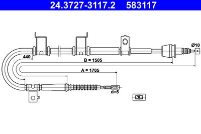Cable Pull, parking brake ATE 24.3727-3117.2