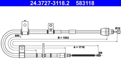 Cable Pull, parking brake ATE 24.3727-3118.2