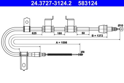 Cable Pull, parking brake ATE 24.3727-3124.2