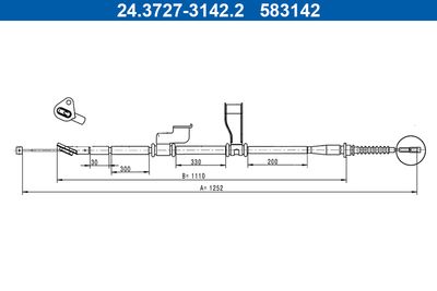 Cable Pull, parking brake ATE 24.3727-3142.2