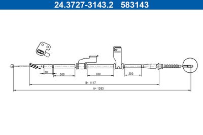 Cable Pull, parking brake ATE 24.3727-3143.2
