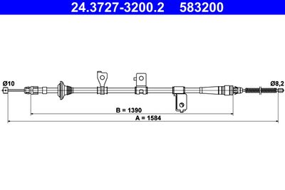 Cable Pull, parking brake ATE 24.3727-3200.2