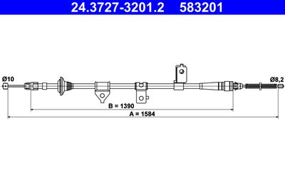 Cable Pull, parking brake ATE 24.3727-3201.2