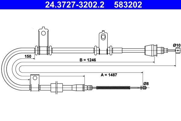 ATE 24.3727-3202.2 Cable Pull, parking brake