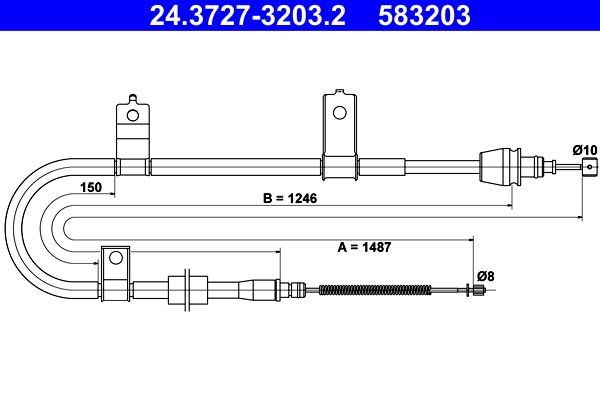 ATE 24.3727-3203.2 Cable Pull, parking brake
