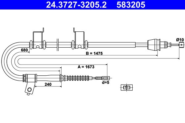 ATE 24.3727-3205.2 Cable Pull, parking brake