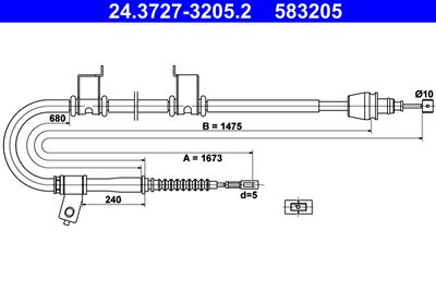 Cable Pull, parking brake ATE 24.3727-3205.2