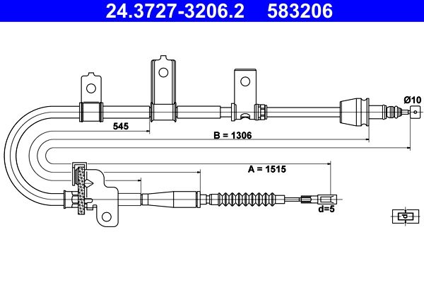 ATE 24.3727-3206.2 Cable Pull, parking brake
