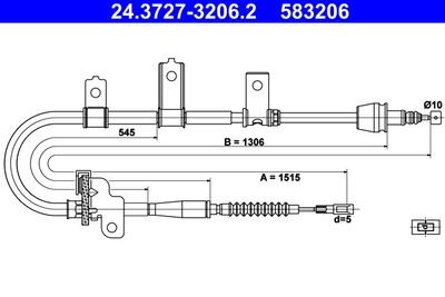 Cable Pull, parking brake ATE 24.3727-3206.2