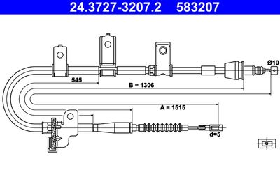 Cable Pull, parking brake ATE 24.3727-3207.2
