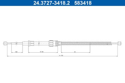 Cable Pull, parking brake ATE 24.3727-3418.2