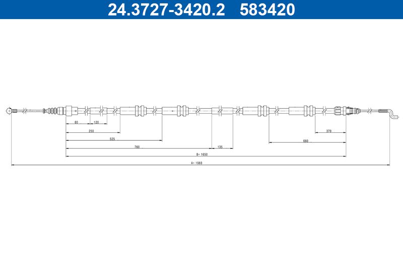 ATE 24.3727-3420.2 Cable Pull, parking brake