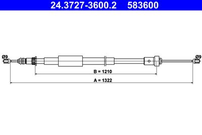 Cable Pull, parking brake ATE 24.3727-3600.2