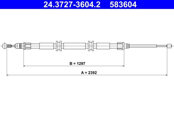 ATE 24.3727-3604.2 Cable Pull, parking brake