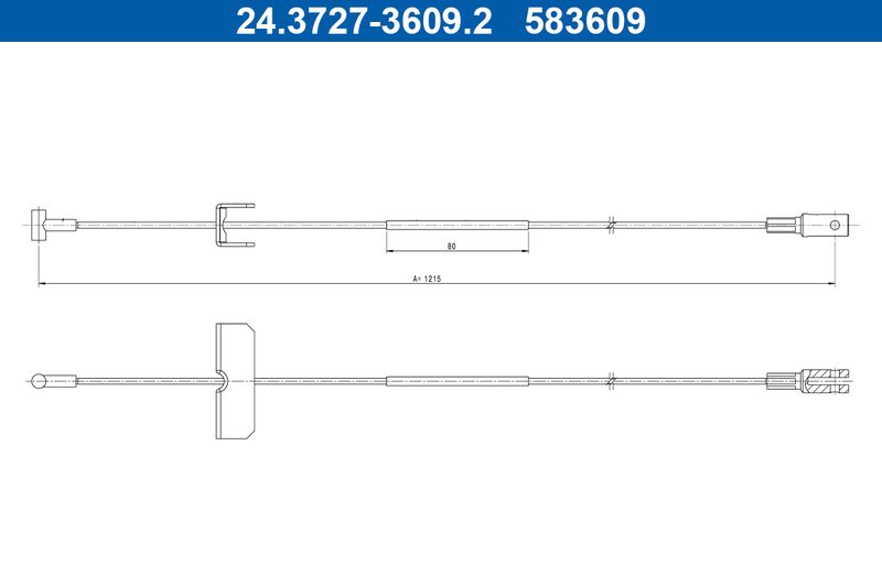 ATE 24.3727-3609.2 Cable Pull, parking brake