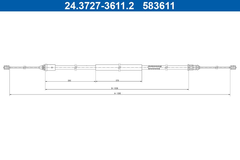 ATE 24.3727-3611.2 Cable Pull, parking brake