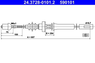 Cable Pull, clutch control ATE 24.3728-0101.2