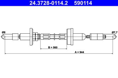 Cable Pull, clutch control ATE 24.3728-0114.2