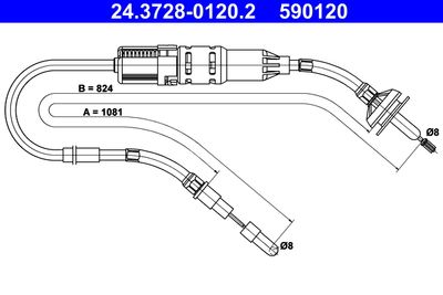 Cable Pull, clutch control ATE 24.3728-0120.2