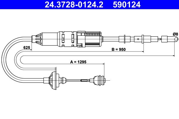 ATE 24.3728-0124.2 Cable Pull, clutch control