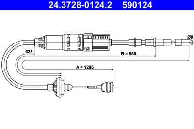 Cable Pull, clutch control ATE 24.3728-0124.2