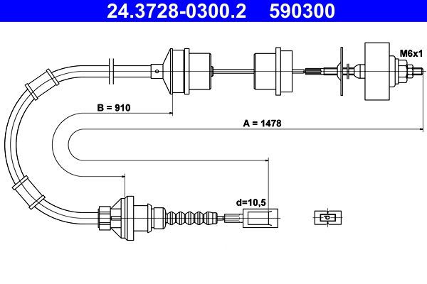 ATE 24.3728-0300.2 Cable Pull, clutch control