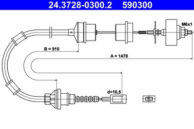 Cable Pull, clutch control ATE 24.3728-0300.2
